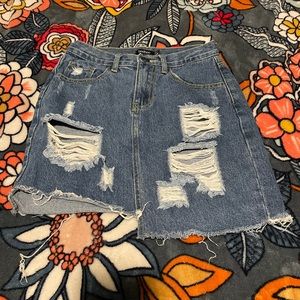 Boohoo Ripped Denim Skirt, Size 4